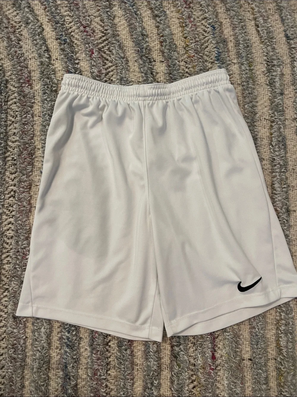 Nike  White Athletic Shorts with Black Swoosh Logo